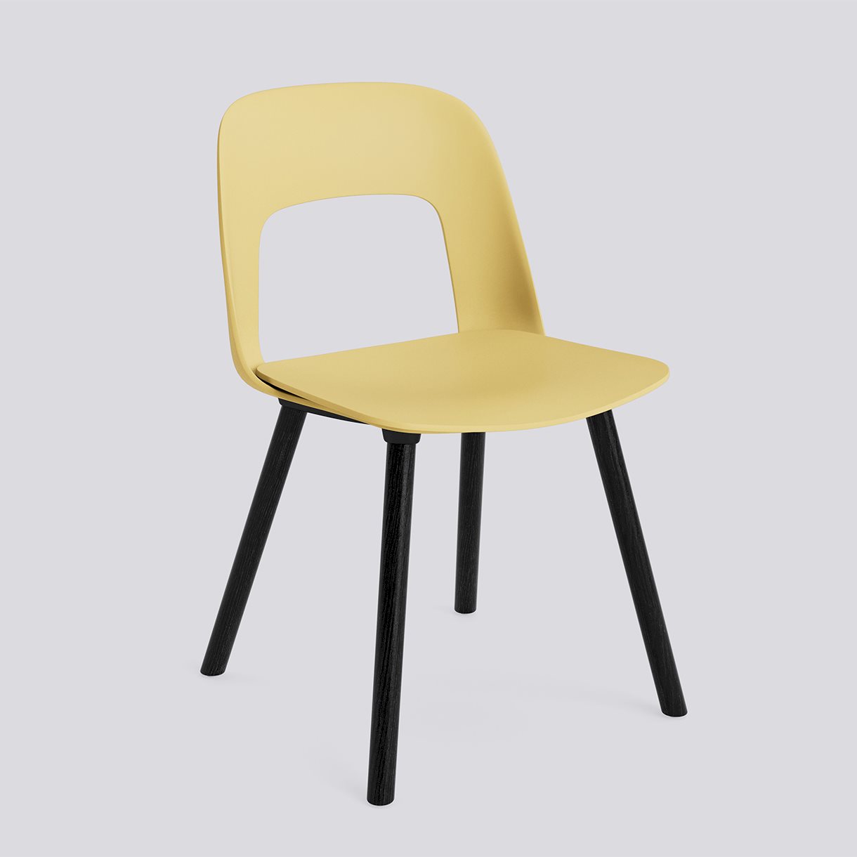 Layout Chair 121 Black water-based lacquered solid oak 4 leg base Standard glider-Biscotti polypropylene shell/seat-None-None