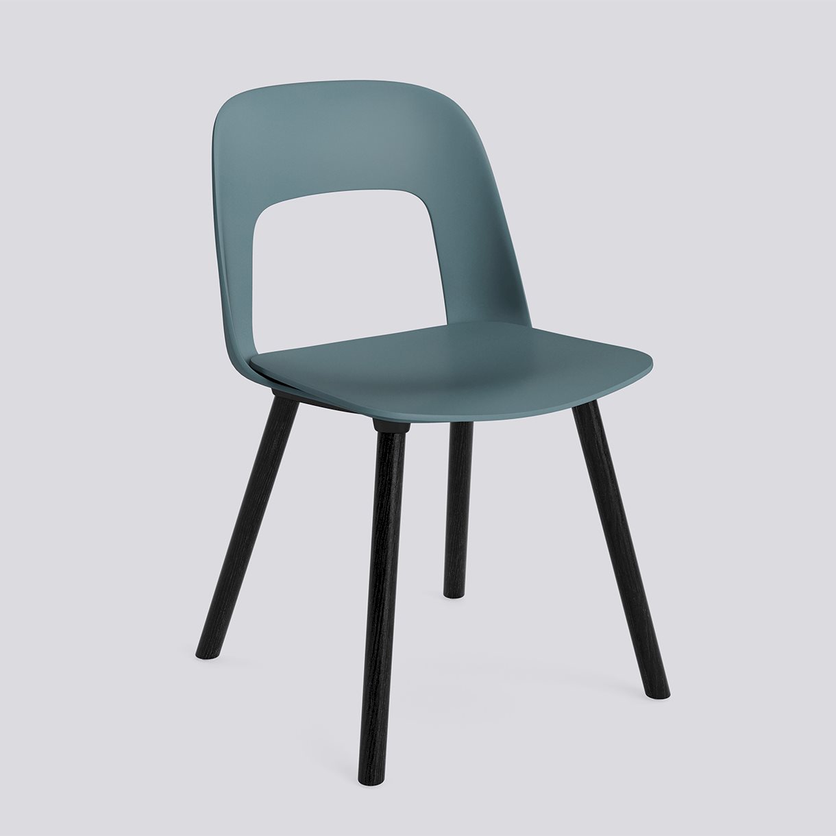 Layout Chair 121 Black water-based lacquered solid oak 4 leg base Standard glider-Ocean polypropylene shell/seat-None-None