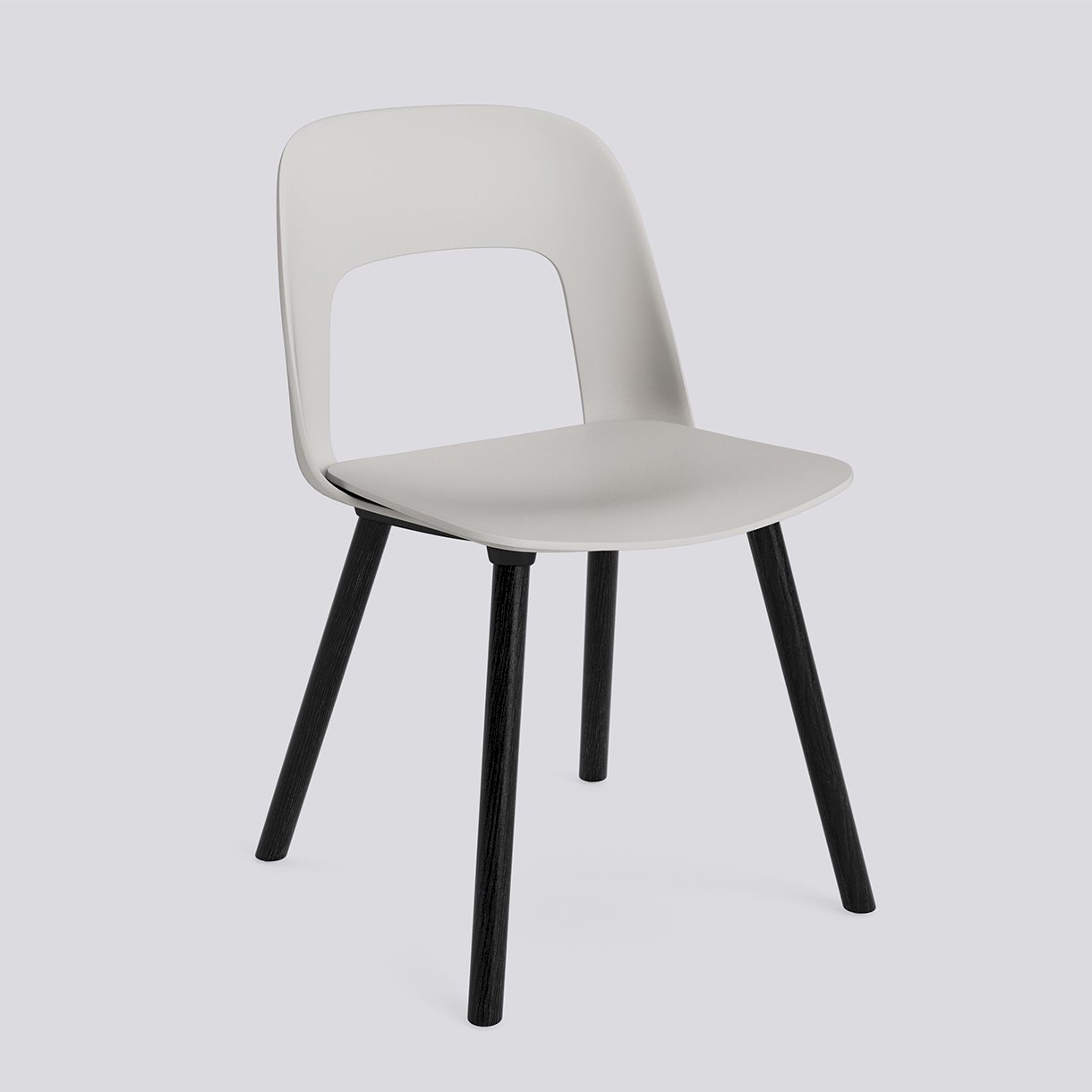 Layout Chair 121 Black water-based lacquered solid oak 4 leg base Standard glider-Sky grey polypropylene shell/seat-None-None