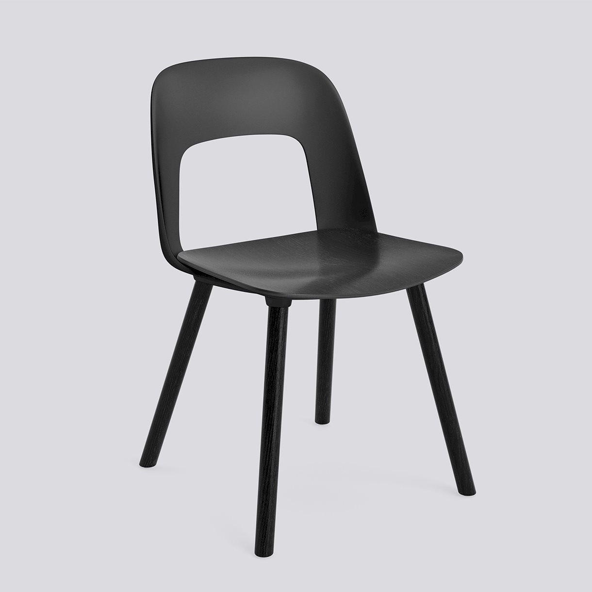  Layout Chair 122 Black water-based lacquered solid oak 4 leg base Standard glider-Black polypropylene shell Black water-based lacquered oak veneer seat-None-None