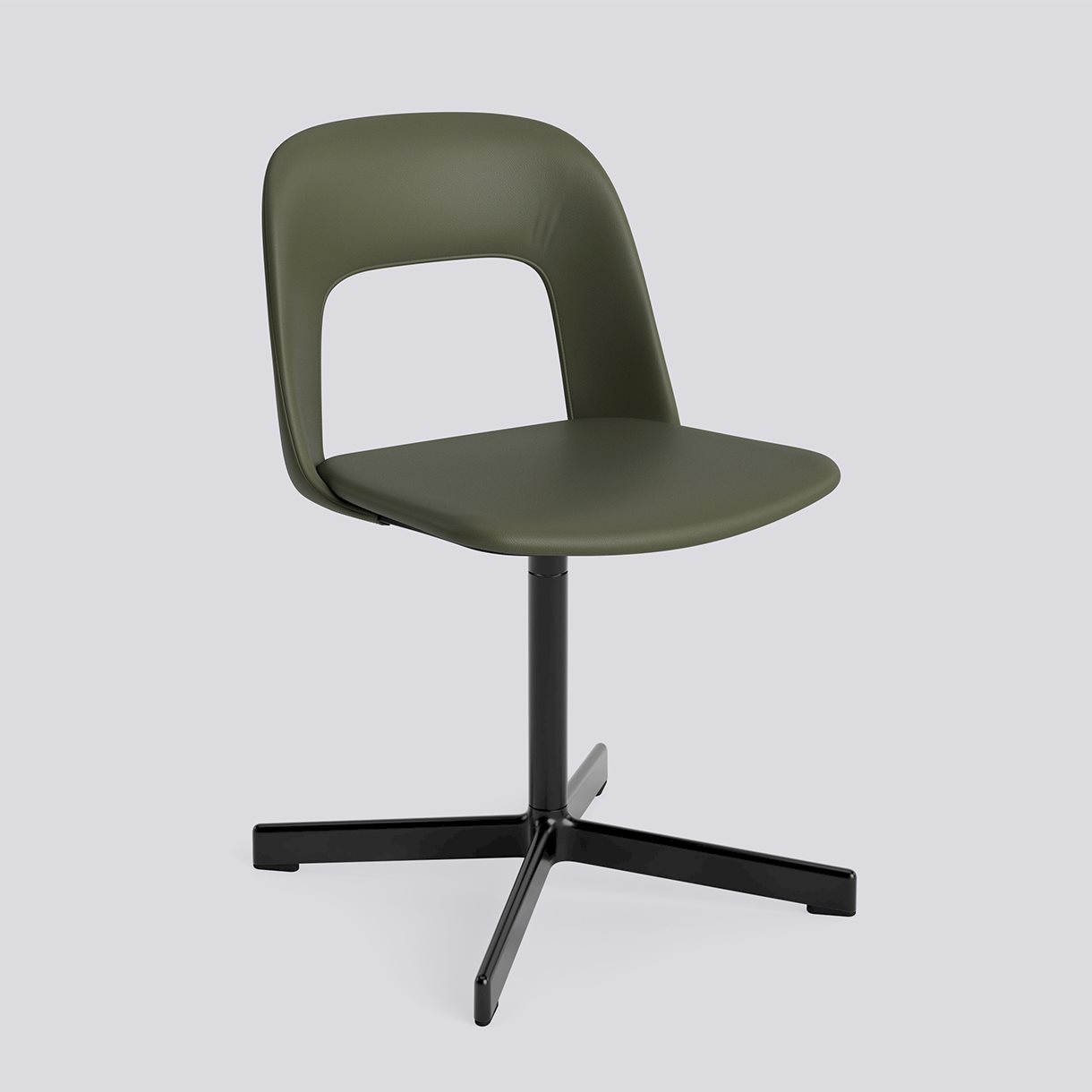 Layout Chair 134 Black powder coated aluminium 4 star swivel base Standard glider-Full upholstery-Grano-Caper green