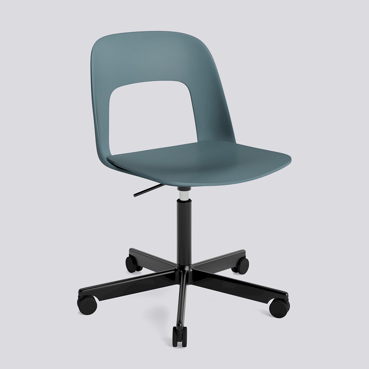 Layout Chair 141 Black powder coated aluminium 5 star swivel Gas lift Wheel base-Ocean polypropylene shell/seat-None-None