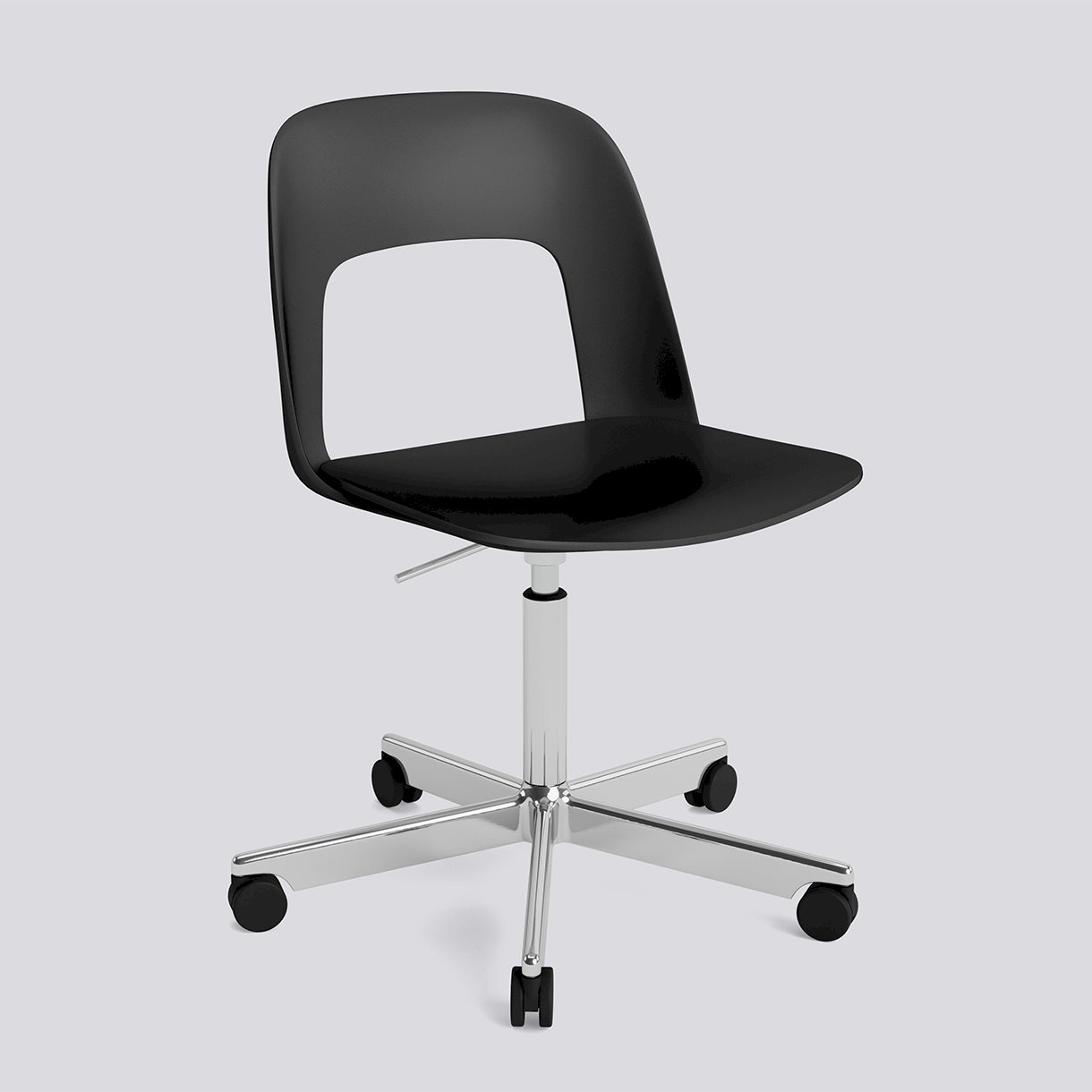 Layout Chair 141 Polished aluminium 5 star swivel Gas lift Wheel base-Black polypropylene shell/seat-None-None
