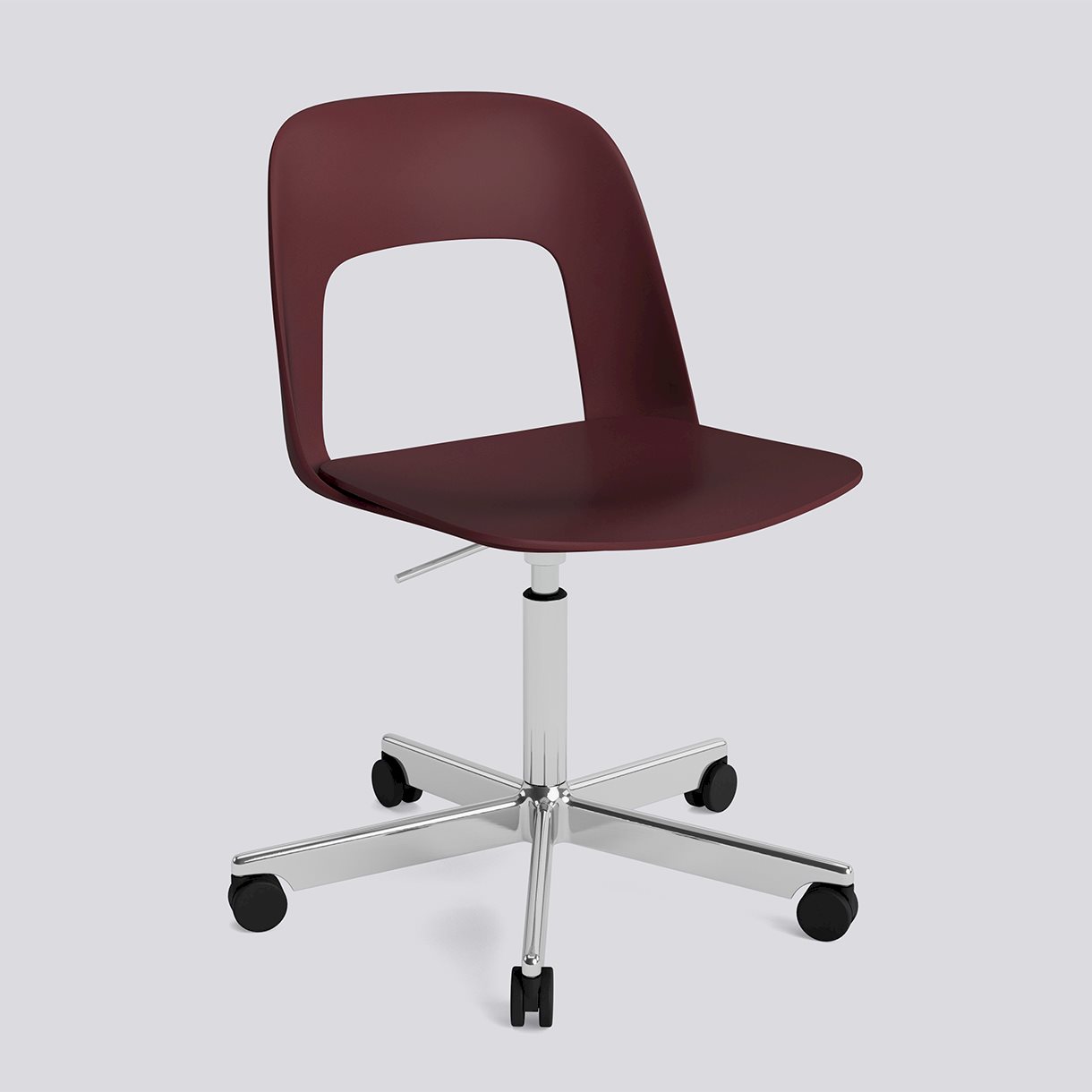 Layout Chair 141 Polished aluminium 5 star swivel Gas lift Wheel base-Bordeaux polypropylene shell/seat-None-None