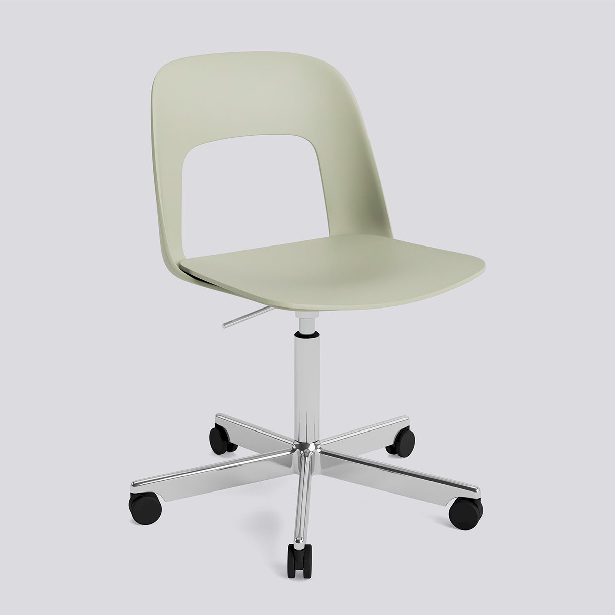 Layout Chair 141 Polished aluminium 5 star swivel Gas lift Wheel base-Pastel green polypropylene shell/seat-None-None