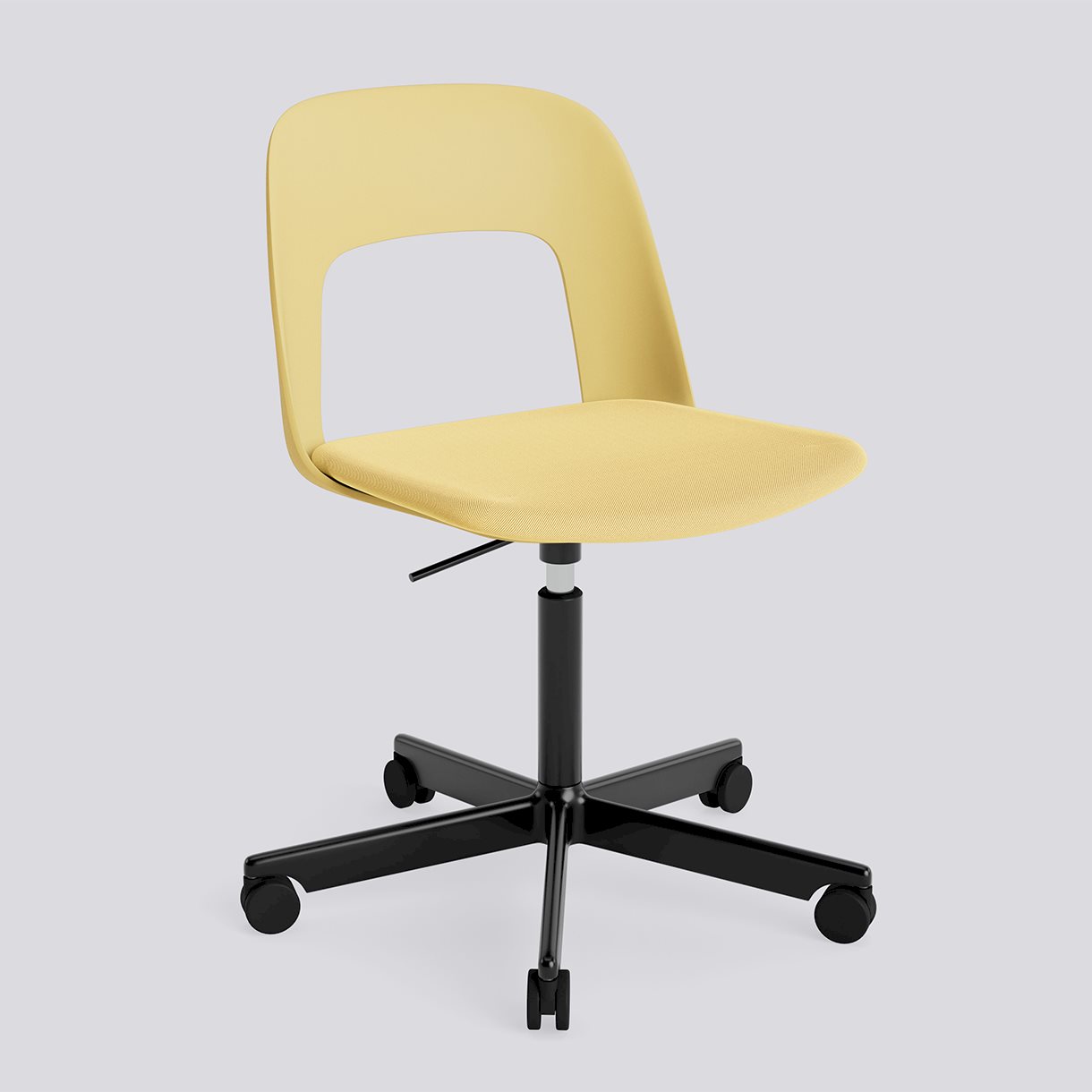 Layout Chair 143 Black powder coated aluminium 5 star swivel Gas lift Wheel base-Biscotti polypropylene shell Seat upholstery-Relate-431