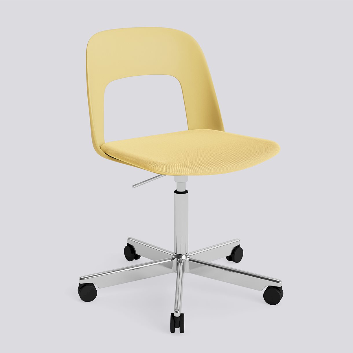 Layout Chair 143 Polished aluminium 5 star swivel Gas lift Wheel base-Biscotti polypropylene shell Seat upholstery-Relate-431