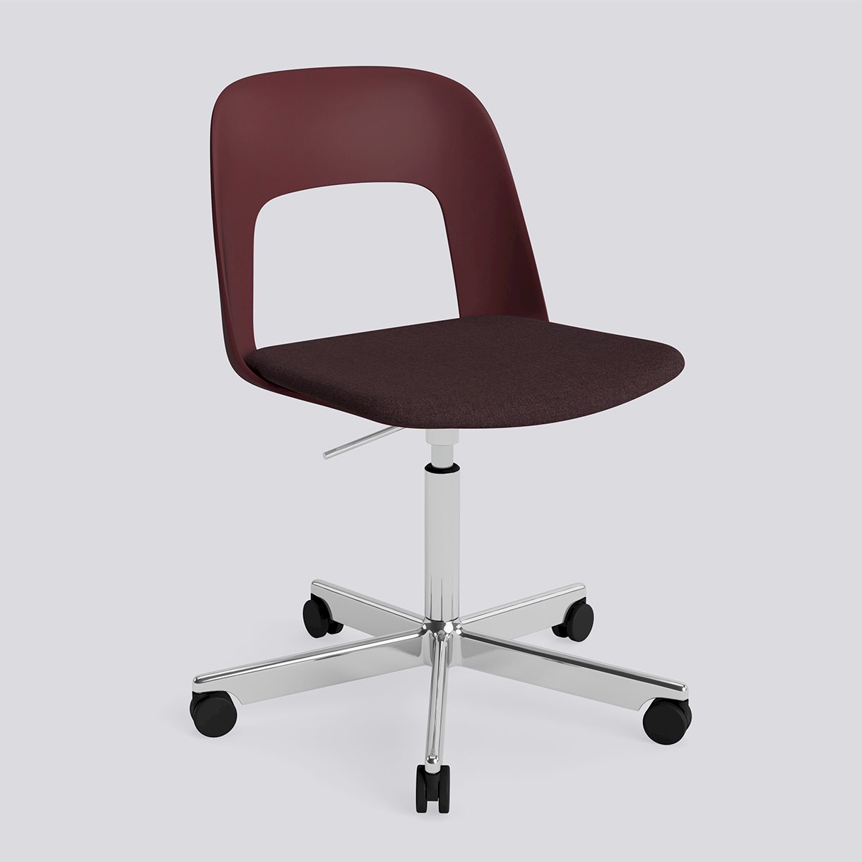 Layout Chair 143 Polished aluminium 5 star swivel Gas lift Wheel base-Bordeaux polypropylene shell Seat upholstery-Remix-373