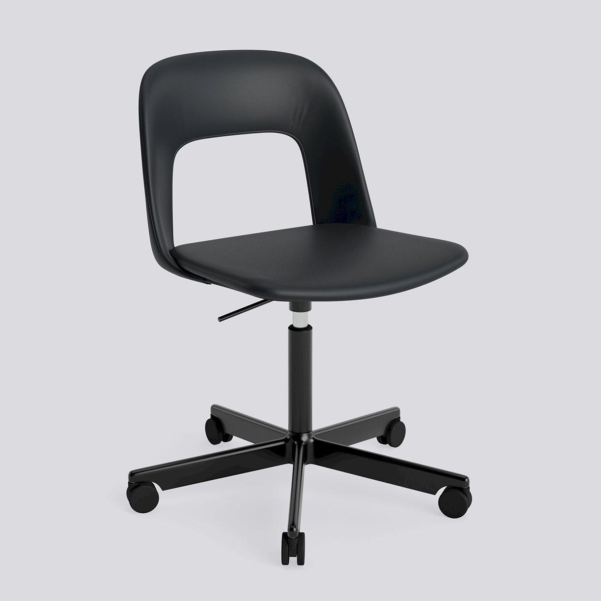 Layout Chair 144 Black powder coated aluminium 5 star swivel Gas lift Wheel base-Full upholstery-Grano-Black