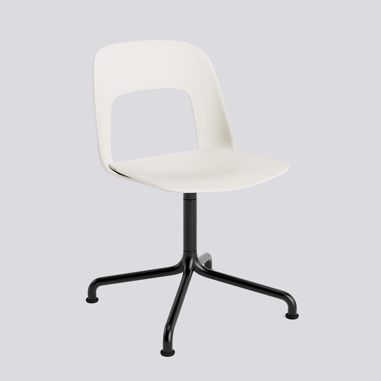 Layout Chair 151 Black powder coated aluminium 4 star swivel arc base Standard glider-Cream white polypropylene shell/seat-None-None