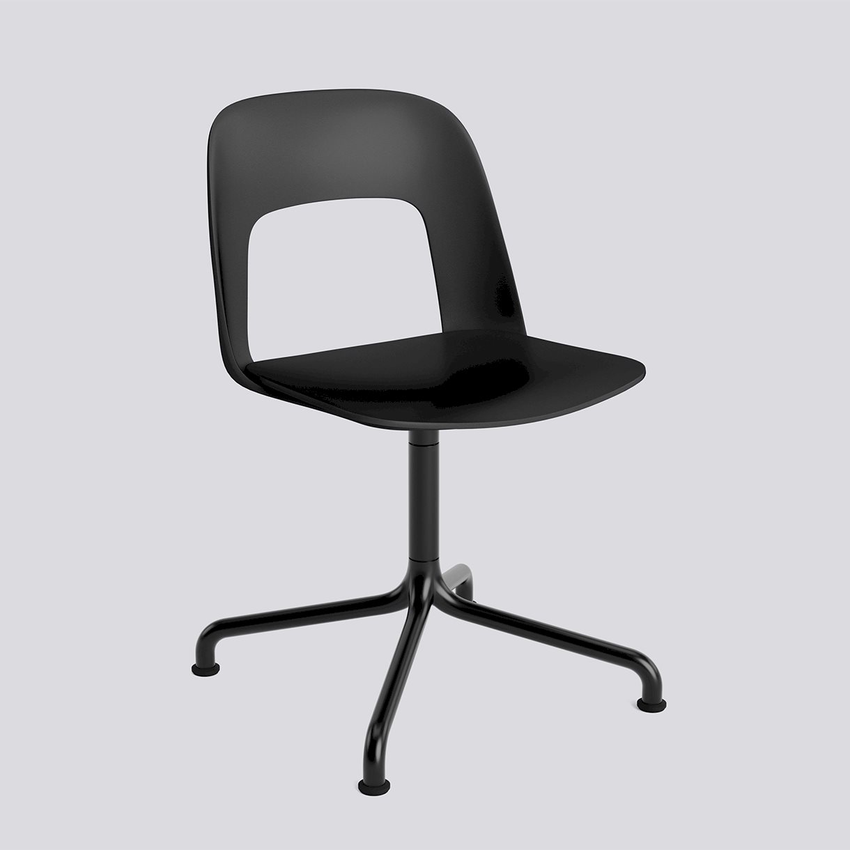 Layout Chair 151 Black powder coated aluminium 4 star swivel arc base Standard glider-Black polypropylene shell/seat-None-None