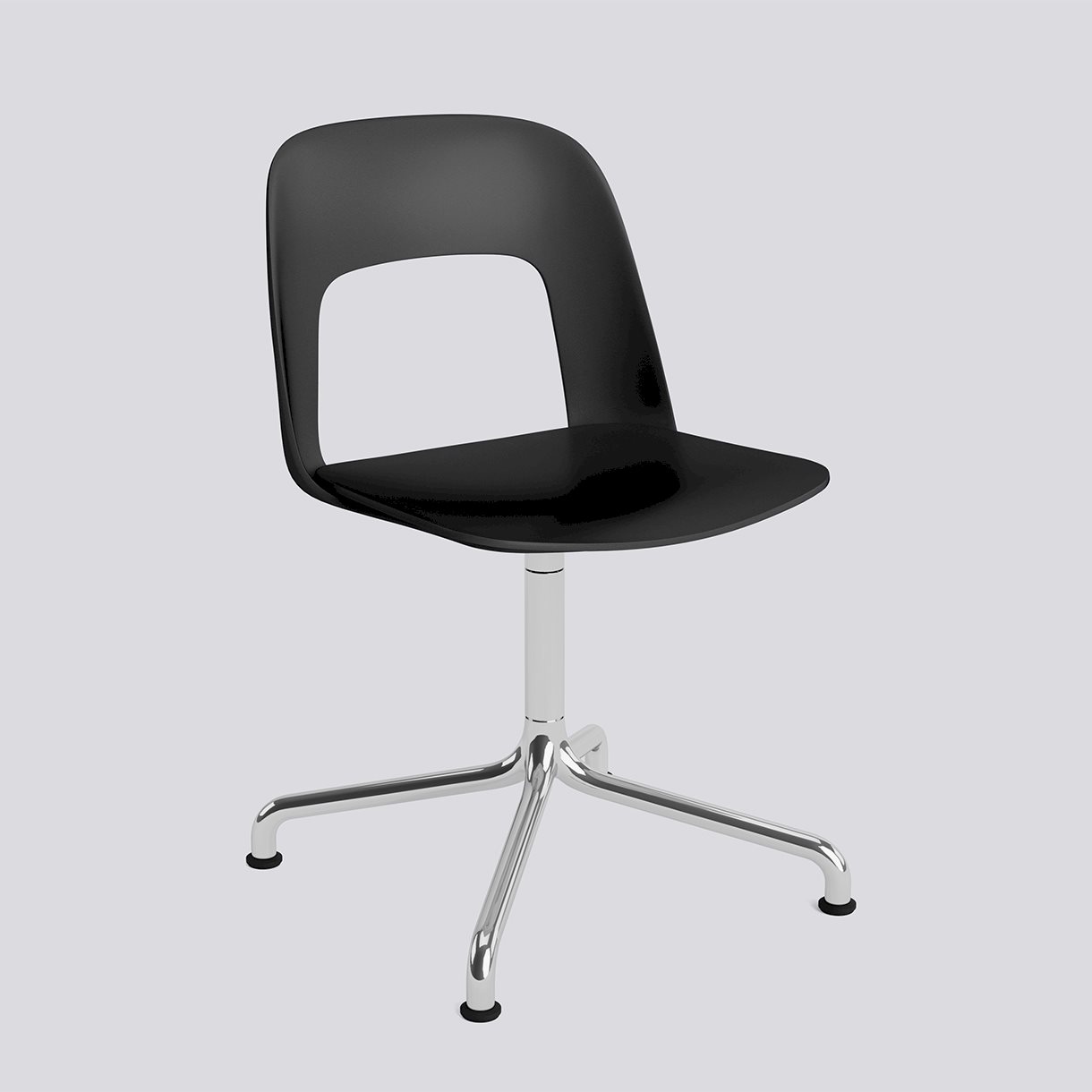  Layout Chair 151 Polished aluminium 4 star swivel arc base Standard glider-Black polypropylene shell/seat-None-None