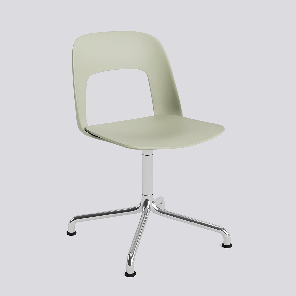  Layout Chair 151 Polished aluminium 4 star swivel arc base Standard glider-Pastel green polypropylene shell/seat-None-None