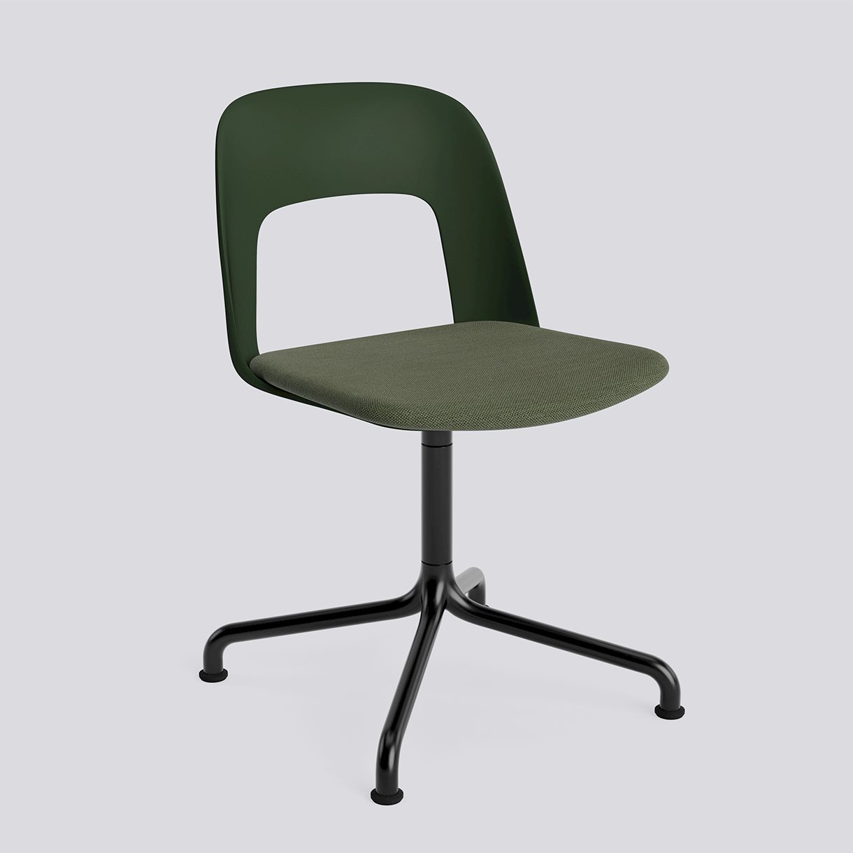  Layout Chair 153 Black powder coated aluminium 4 star swivel arc base Standard glider-Bottle green polypropylene shell Seat upholstery-Mode-072