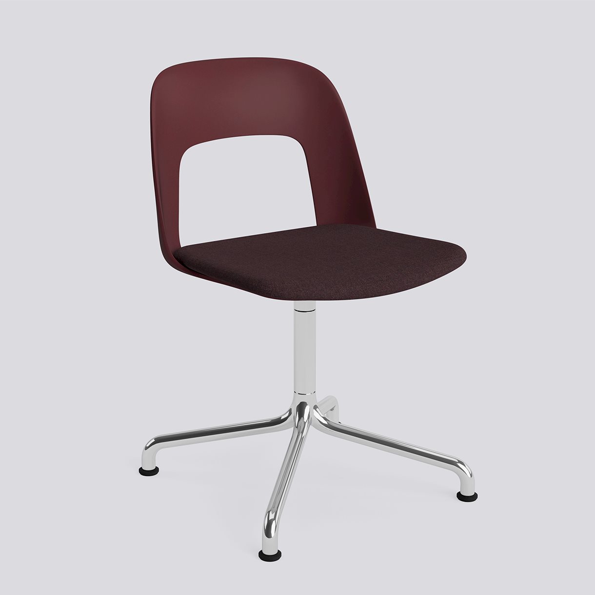 Layout Chair 153 Polished aluminium 4 star swivel arc base Standard glider-Bordeaux polypropylene shell Seat upholstery-Remix-373