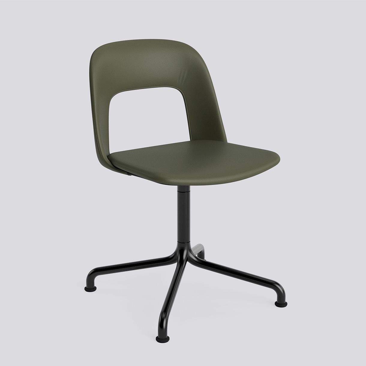Layout Chair 154 Black powder coated aluminium 4 star swivel arc base Standard glider-Full upholstery-Grano-Caper green
