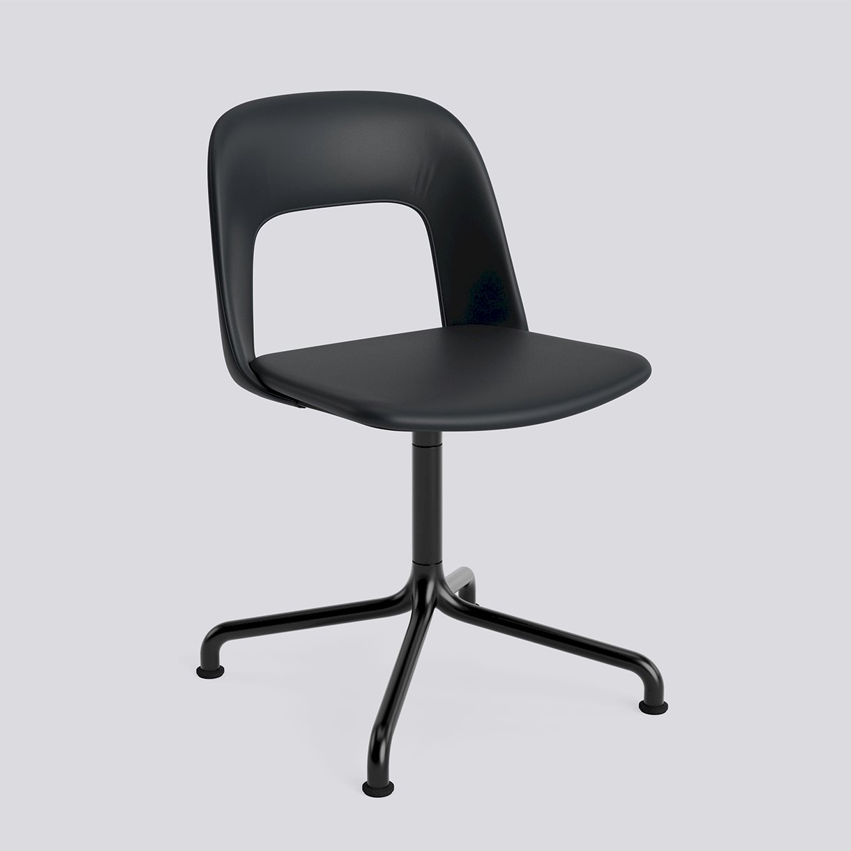 Layout Chair 154 Black powder coated aluminium 4 star swivel arc base Standard glider-Full upholstery-Grano-Black