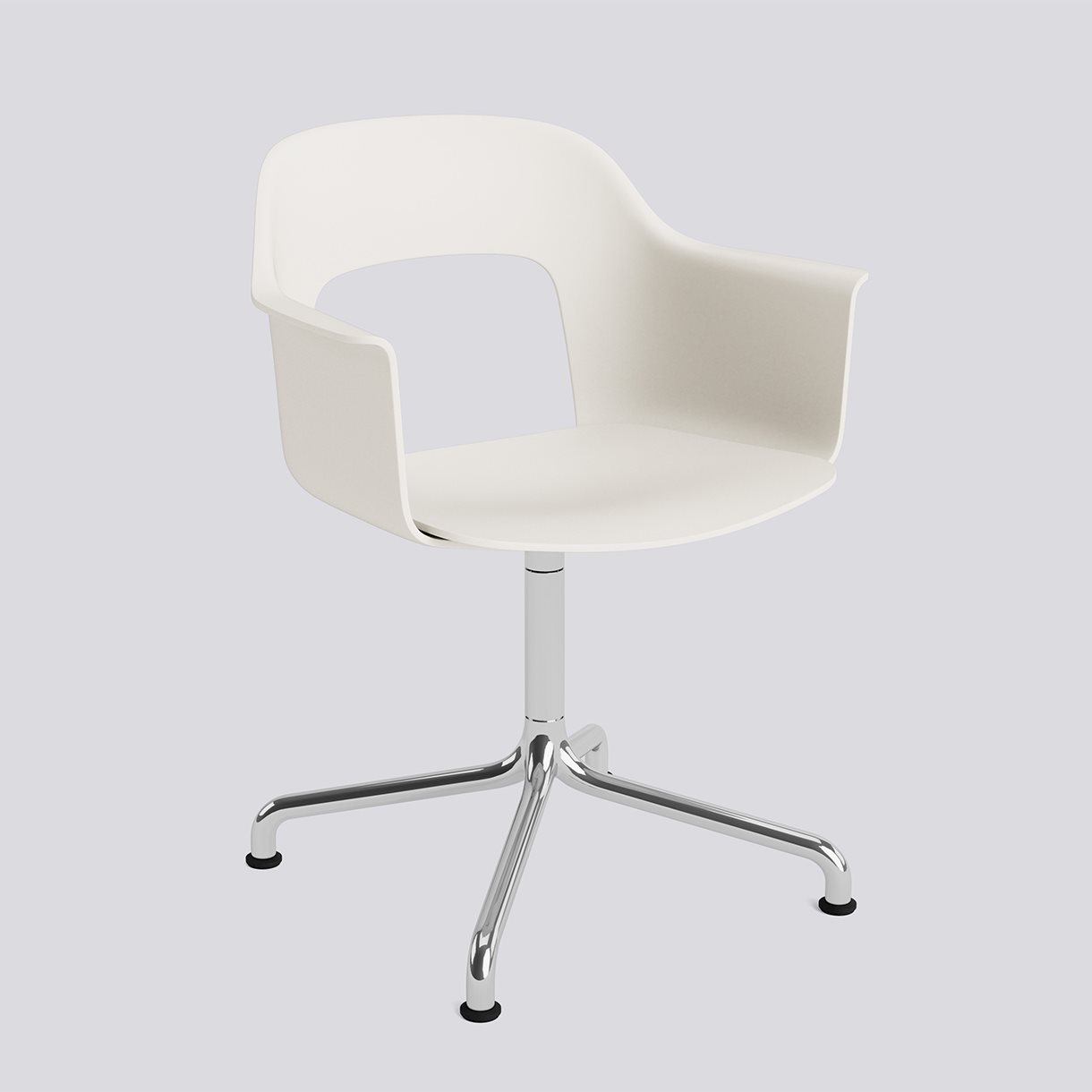  Layout Armchair 251 Polished aluminium 4 star swivel arc base Standard glider-Cream white polypropylene shell/seat-None-None