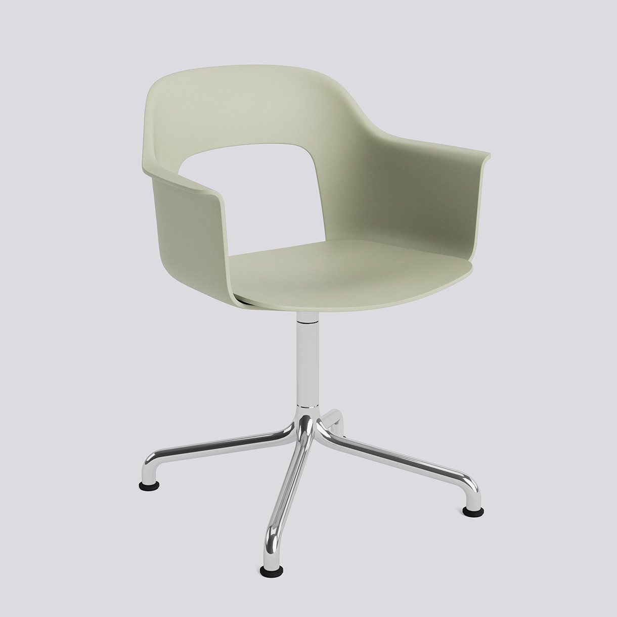 Layout Armchair 251 Polished aluminium 4 star swivel arc base Standard glider-Pastel green polypropylene shell/seat-None-None