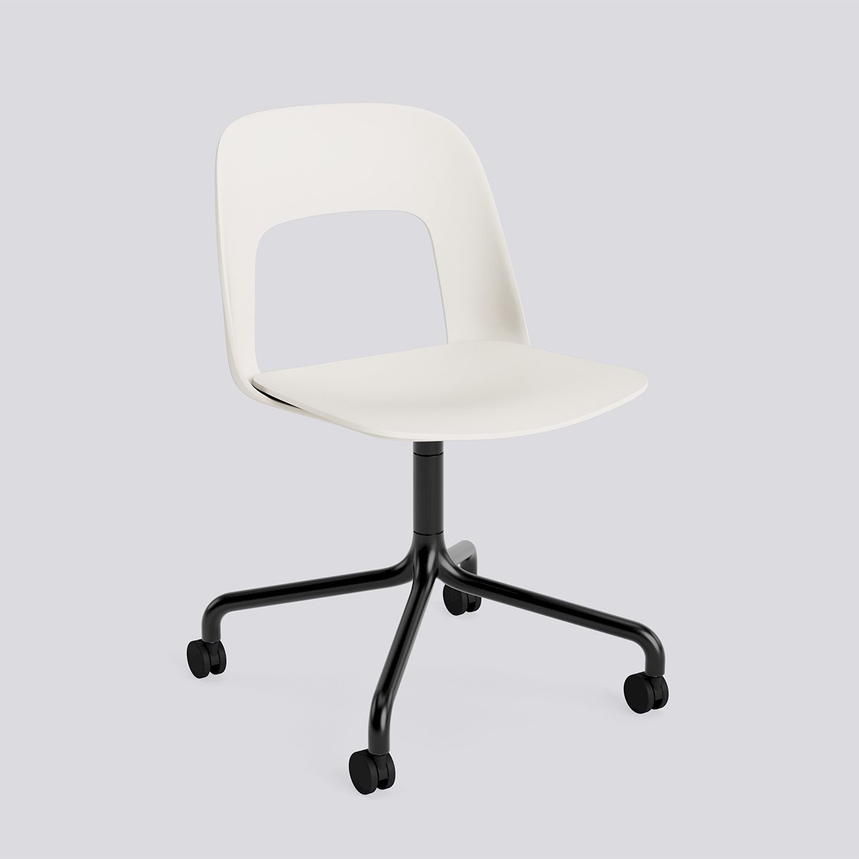 Layout Chair 161 Black powder coated aluminium 4 star swivel arc Wheel base-Cream white polypropylene shell/seat-None-None