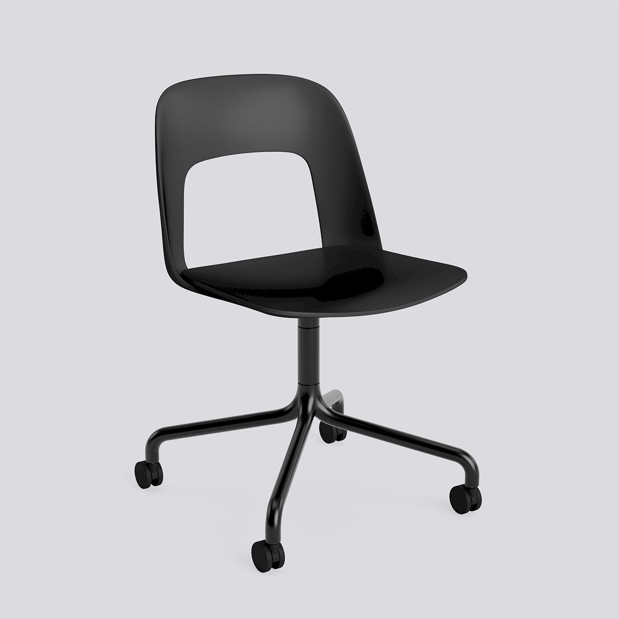 Layout Chair 161 Black powder coated aluminium 4 star swivel arc Wheel base-Black polypropylene shell/seat-None-None