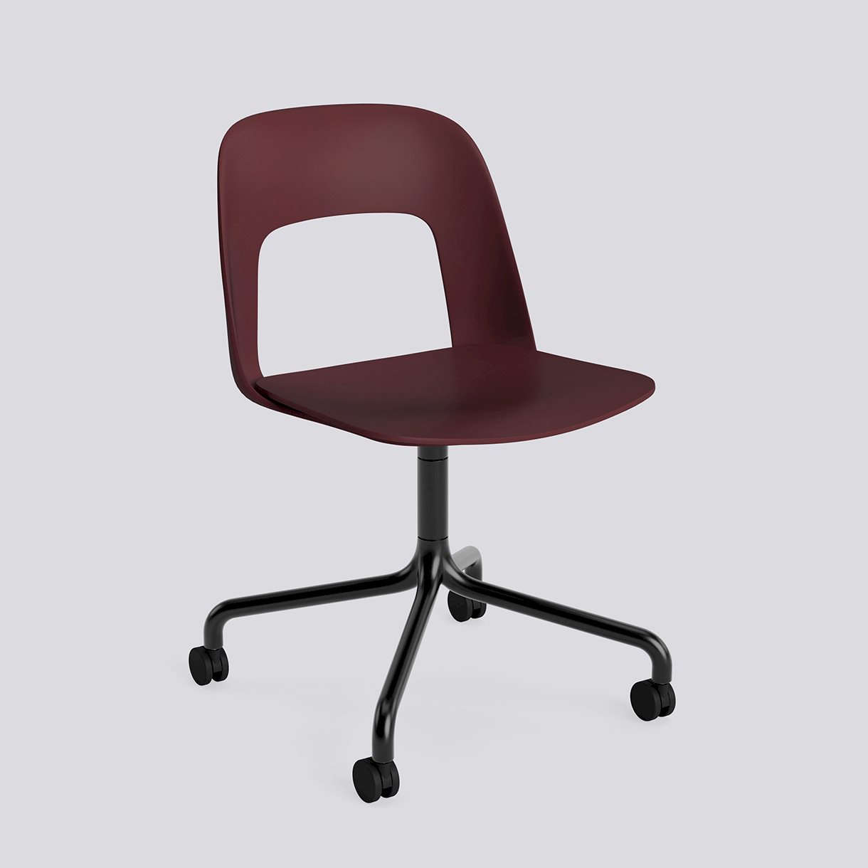  Layout Chair 161 Black powder coated aluminium 4 star swivel arc Wheel base-Bordeaux polypropylene shell/seat-None-None