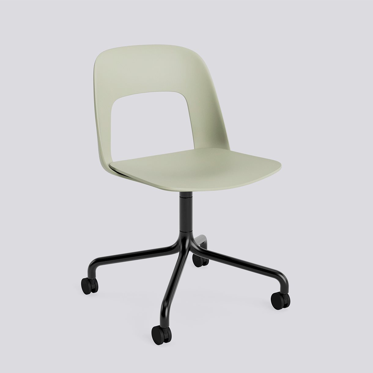  Layout Chair 161 Black powder coated aluminium 4 star swivel arc Wheel base-Pastel green polypropylene shell/seat-None-None