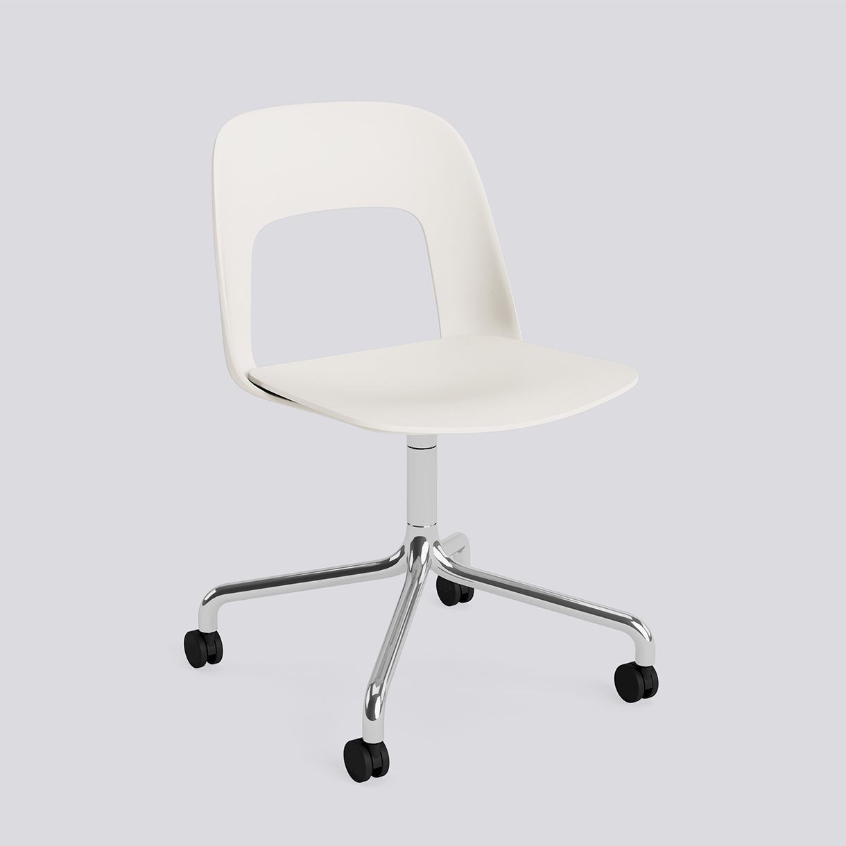  Layout Chair 161 Polished aluminium 4 star swivel arc Wheel base-Cream white polypropylene shell/seat-None-None