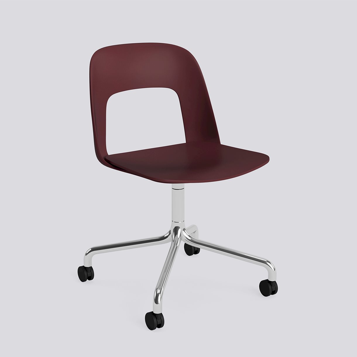  Layout Chair 161 Polished aluminium 4 star swivel arc Wheel base-Bordeaux polypropylene shell/seat-None-None