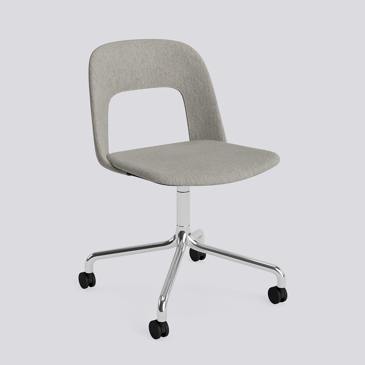 Layout Chair 164 Polished aluminium 4 star swivel arc Wheel base-Full upholstery-Turf-Light grey
