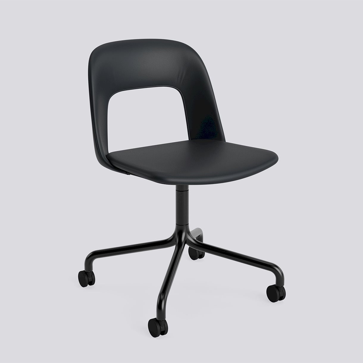 Layout Chair 164 Black powder coated aluminium 4 star swivel arc Wheel base-Full upholstery-Grano-Black
