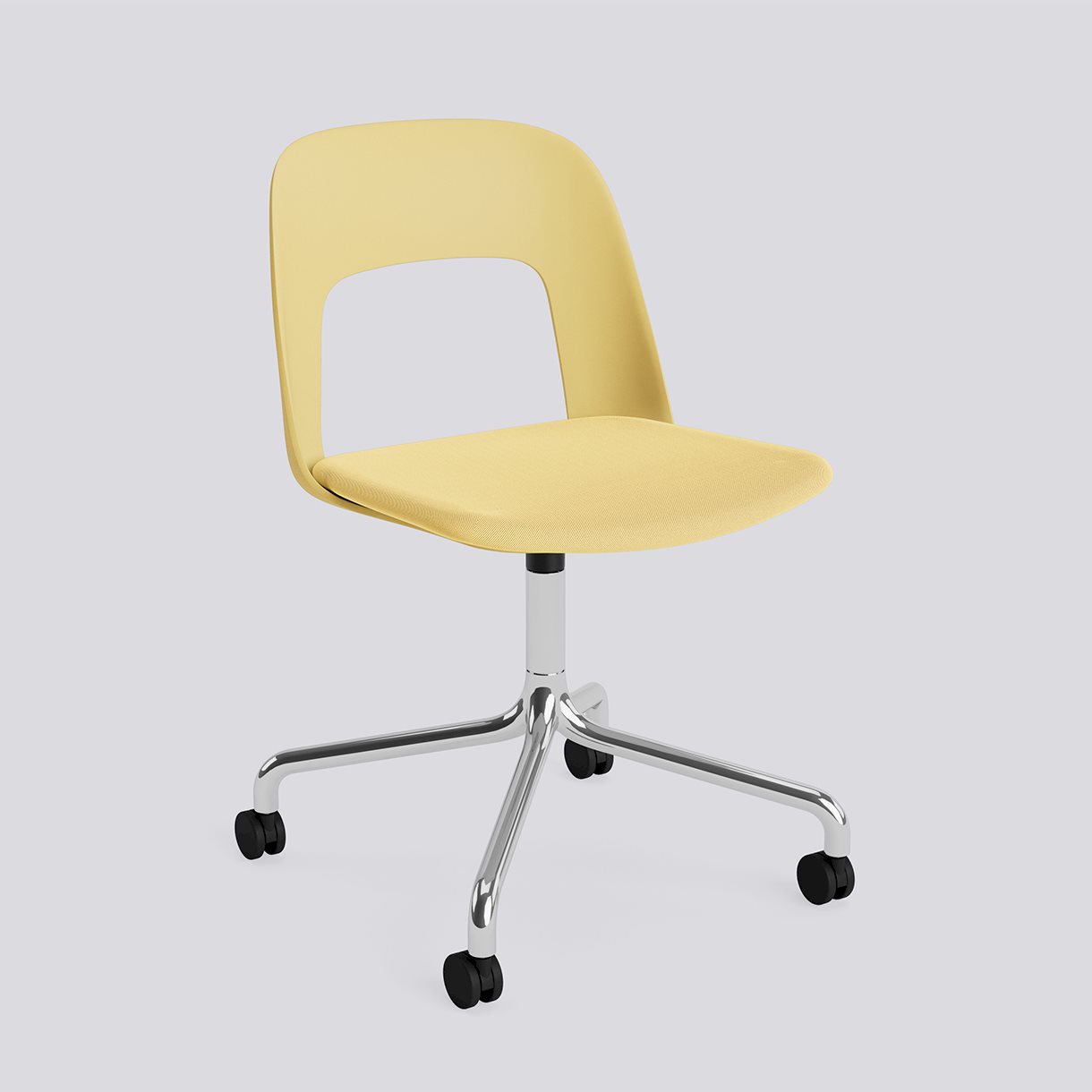  Layout Chair 163 Polished aluminium 4 star swivel arc Wheel base-Biscotti polypropylene shell Seat upholstery-Relate-431