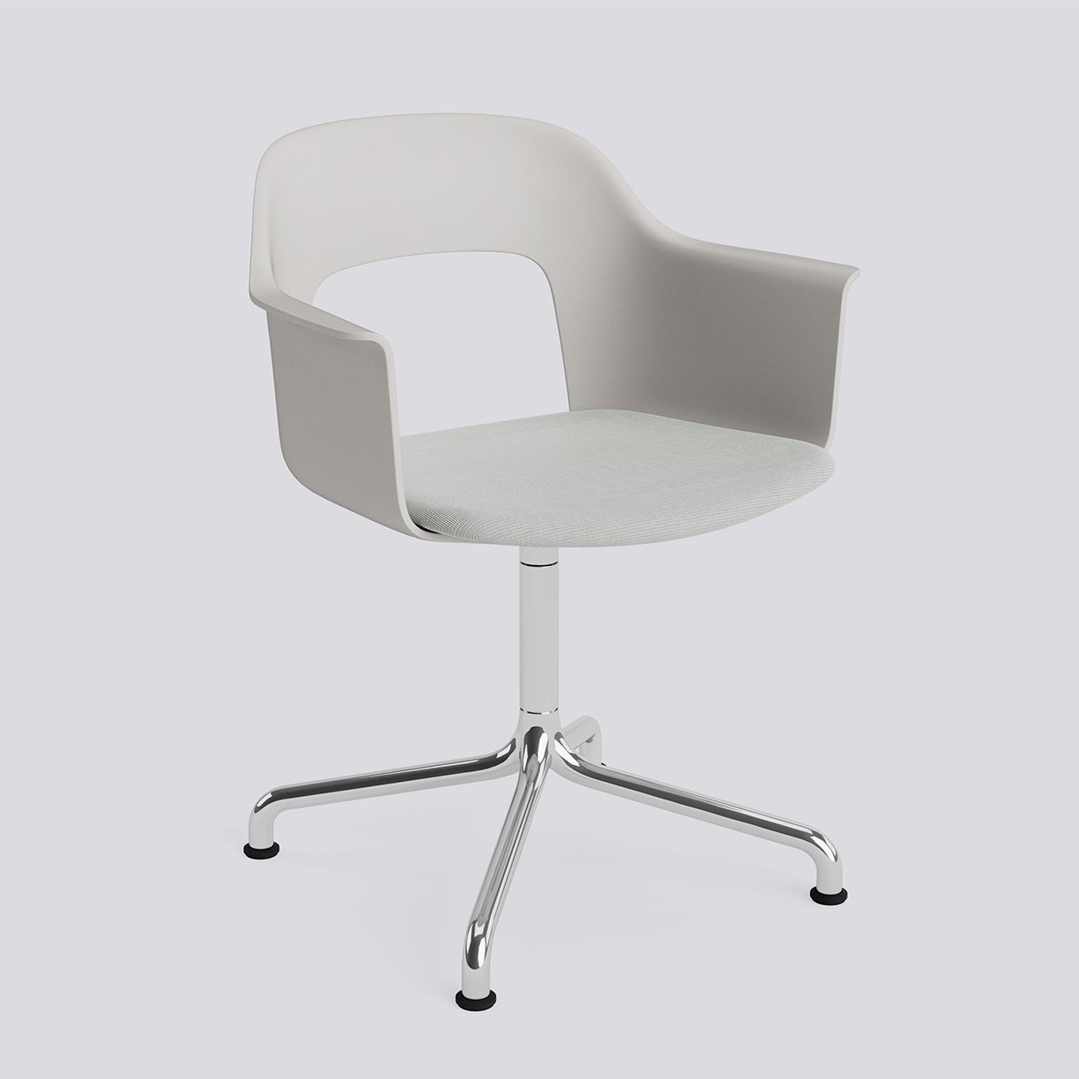 Layout Armchair 253 Polished aluminium 4 star swivel arc base Standard glider-Sky grey polypropylene shell Seat upholstery-Naveli-113