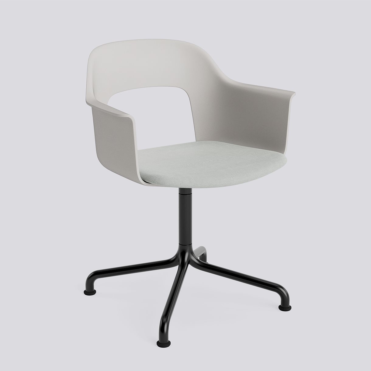  Layout Armchair 253 Black powder coated aluminium 4 star arc swivel base Standard glider-Sky grey polypropylene shell Seat upholstery-Naveli-113