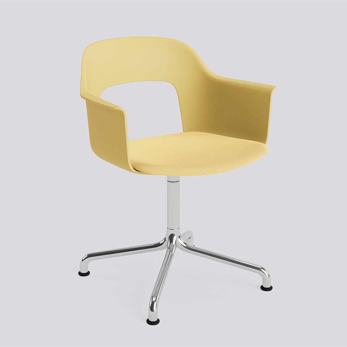  Layout Armchair 253 Polished aluminium 4 star swivel arc base Standard glider-Biscotti polypropylene shell Seat upholstery-Relate-431