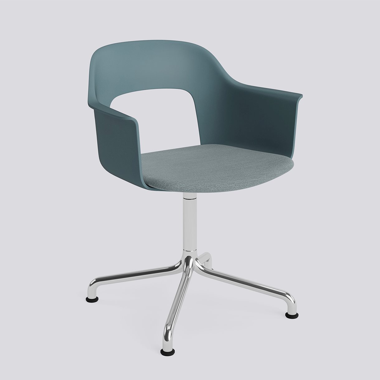  Layout Armchair 253 Polished aluminium 4 star swivel arc base Standard glider-Ocean polypropylene shell Seat upholstery-Mode-045