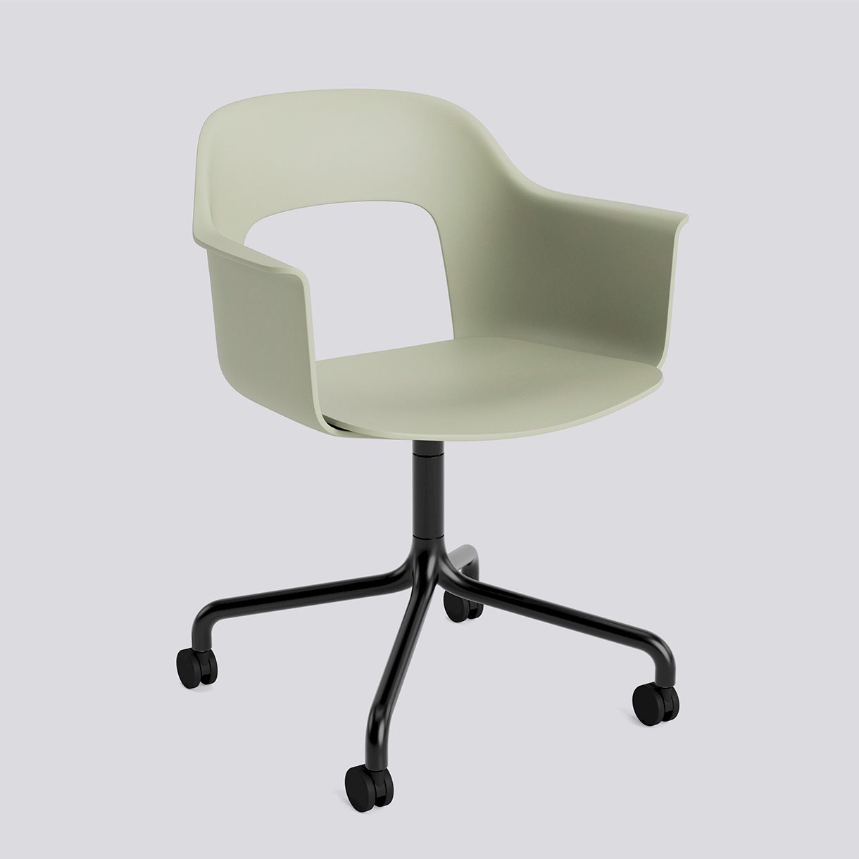  Layout Armchair 261 Black powder coated aluminium 4 star swivel arc Wheel base-Pastel green polypropylene shell/seat-None-None