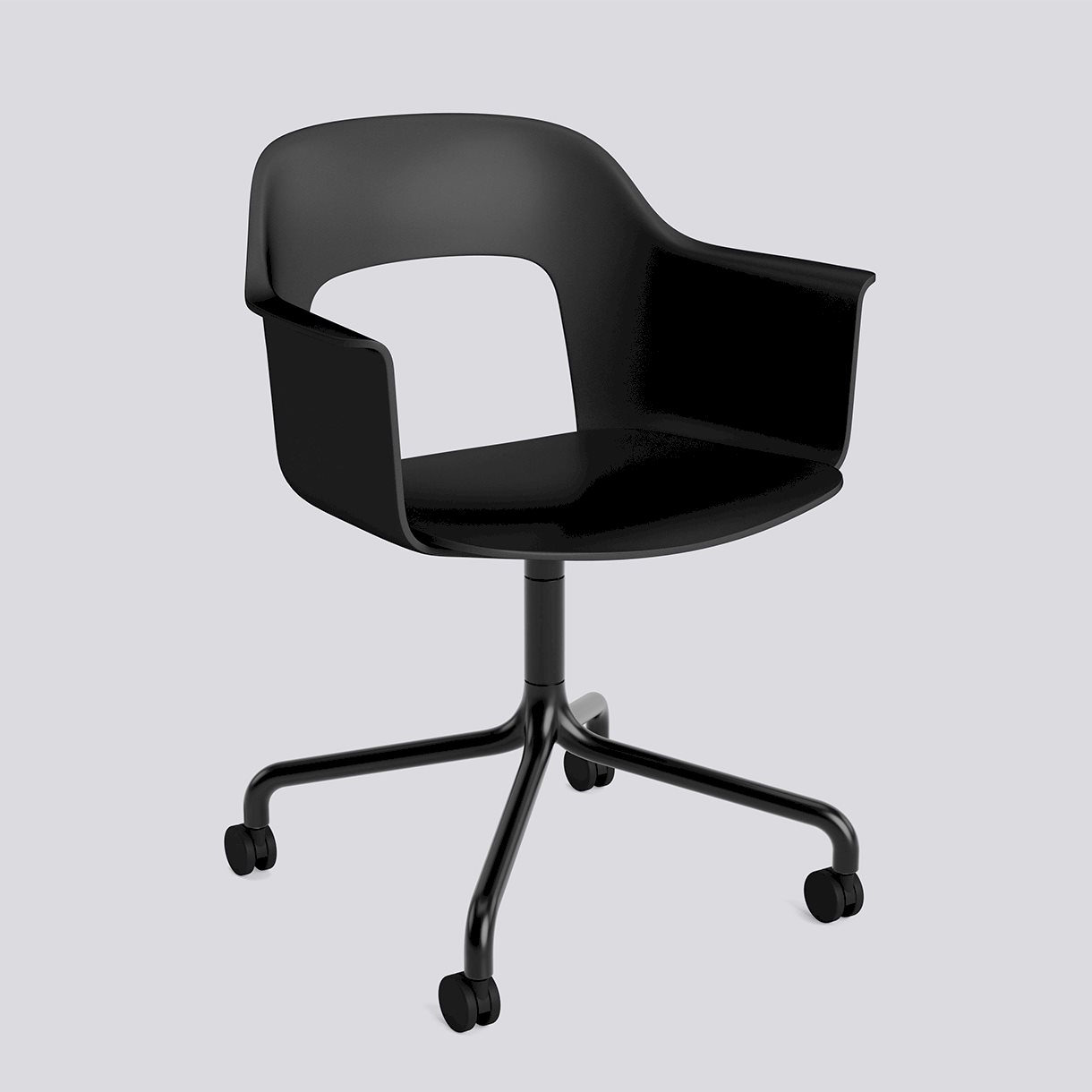  Layout Armchair 261 Black powder coated aluminium 4 star swivel arc Wheel base-Black polypropylene shell/seat-None-None