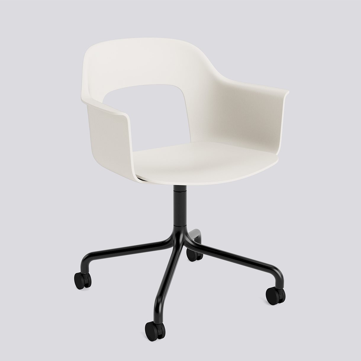 Layout Armchair 261 Black powder coated aluminium 4 star swivel arc Wheel base-Cream white polypropylene shell/seat-None-None