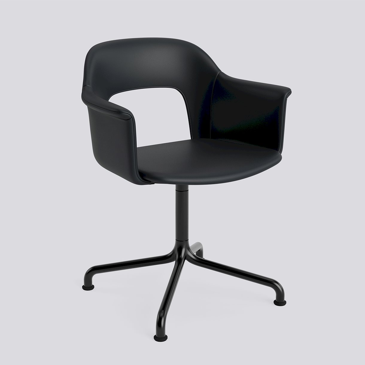  Layout Armchair 254 Black powder coated aluminium 4 star swivel arc base Standard glider-Full upholstery-Grano-Black