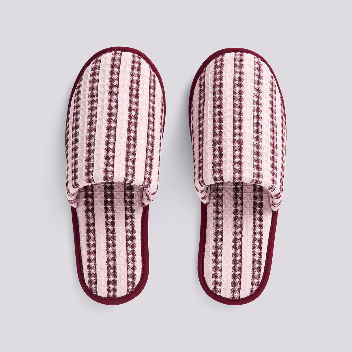 Waffle Slippers-Stripe cool pink
