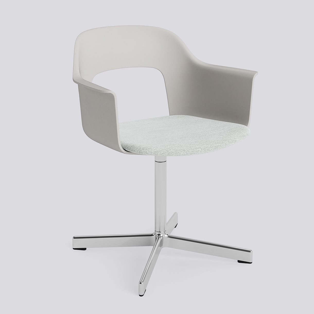  Layout Armchair 233 Polished aluminium 4 star swivel base Standard glider-Sky grey polypropylene shell Seat upholstery-Mode-001