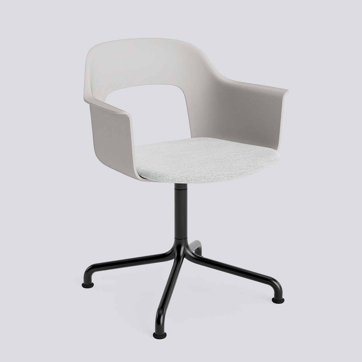 Layout Armchair 253 Black powder coated aluminium 4 star arc swivel base Standard glider-Sky grey polypropylene shell Seat upholstery-Mode-001