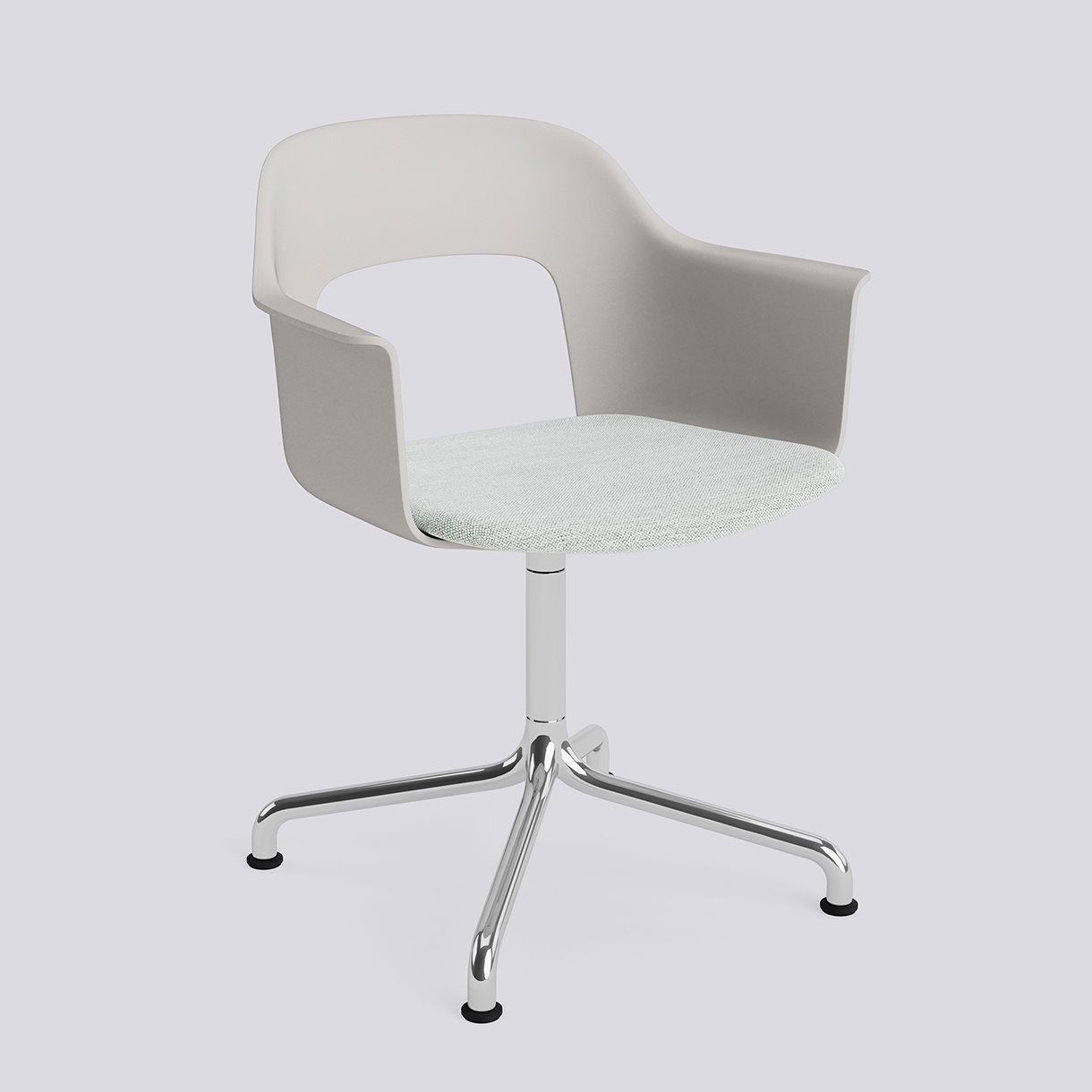  Layout Armchair 253 Polished aluminium 4 star swivel arc base Standard glider-Sky grey polypropylene shell Seat upholstery-Mode-001