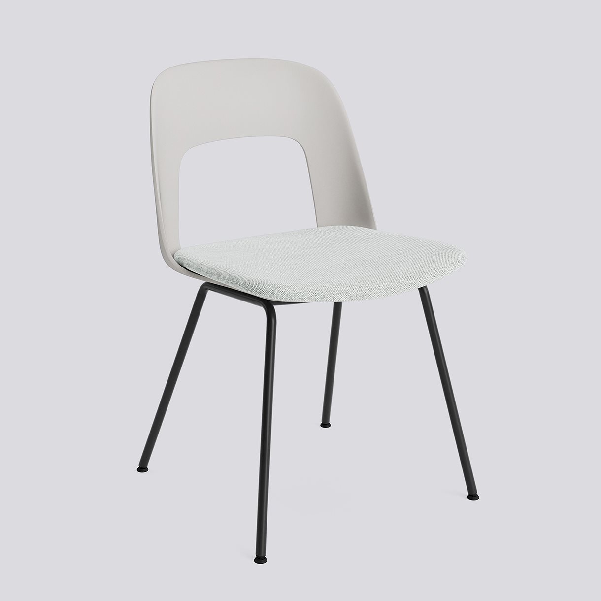  Layout Chair 113 Black powder coated steel 4 leg base Standard glider-Sky grey polypropylene shell Seat upholstery-Mode-001