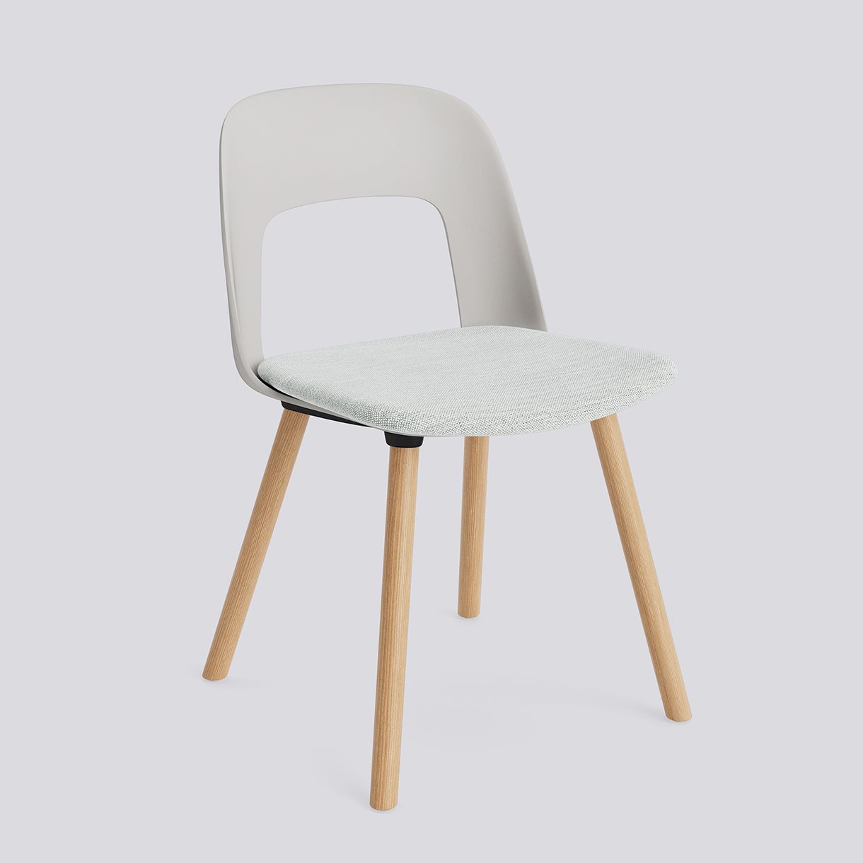  Layout Chair 123 Water-based lacquered solid oak 4 leg base Standard glider-Sky grey polypropylene shell Seat upholstery-Mode-001
