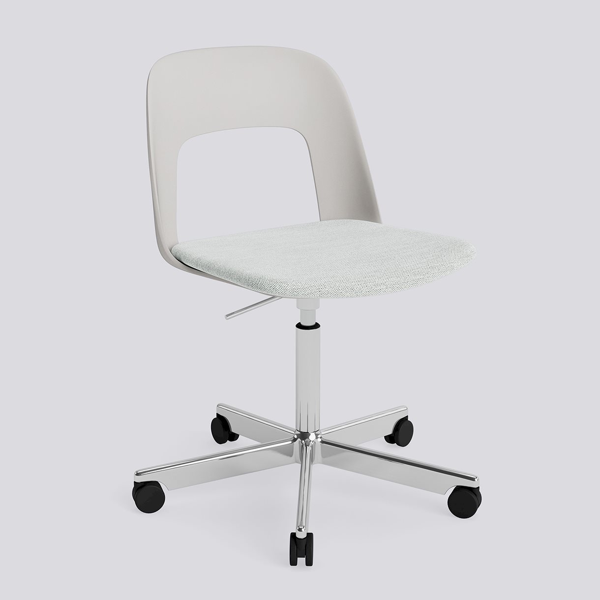 Layout Chair 143 Polished aluminium 5 star swivel Gas lift Wheel base-Sky grey polypropylene shell Seat upholstery-Mode-001