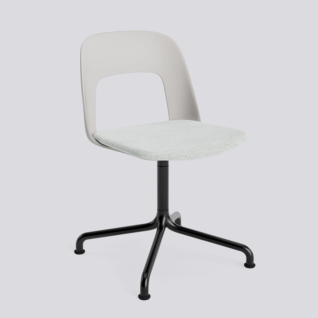 Layout Chair 153 Black powder coated aluminium 4 star swivel arc base Standard glider-Sky grey polypropylene shell Seat upholstery-Mode-001