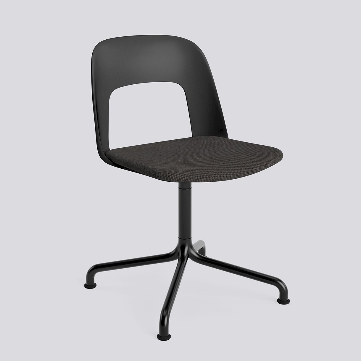  Layout Chair 153 Black powder coated aluminium 4 star swivel arc base Standard glider-Black polypropylene shell Seat upholstery-Mode-005