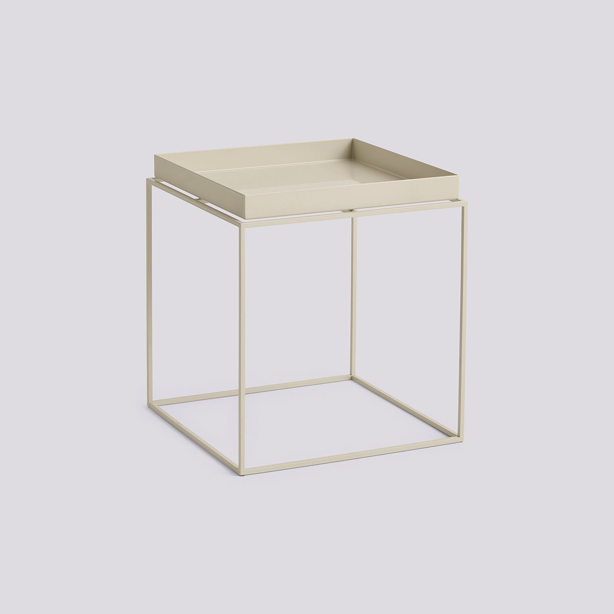 Tray Table Powder coated steel base-Medium L40 x W40 x H44-Warm beige powder coated steel